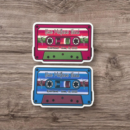DMB Riverbend Ohio June 13, 2025 Retro Cassette Tape Blue Purple Pink Green Vinyl Sticker Slap 2.2 x 3.3” Matte Finish