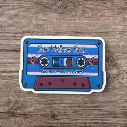 DMB Riverbend Ohio June 13, 2025 Retro Cassette Tape Blue Purple Pink Green Vinyl Sticker Slap 2.2 x 3.3” Matte Finish