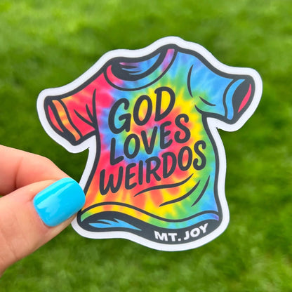 MAGNET Mt. Joy God Loves Weirdos Tie Dye T-Shirt Matte Finish 3" x 3" 20 mil thick
