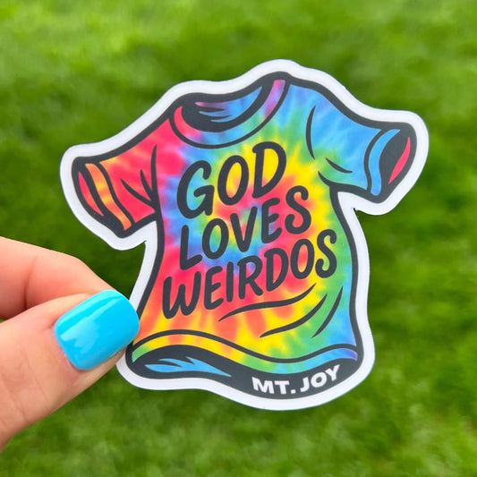MAGNET Mt. Joy God Loves Weirdos Tie Dye T-Shirt Matte Finish 3" x 3" 20 mil thick