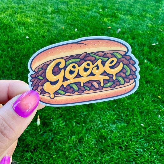 Goose Philadelphia Philly Cheesesteak Cheese Wiz The Mann October 4, 2025 Vinyl Sticker Slap 1.75" x 2.7" Matte Finish