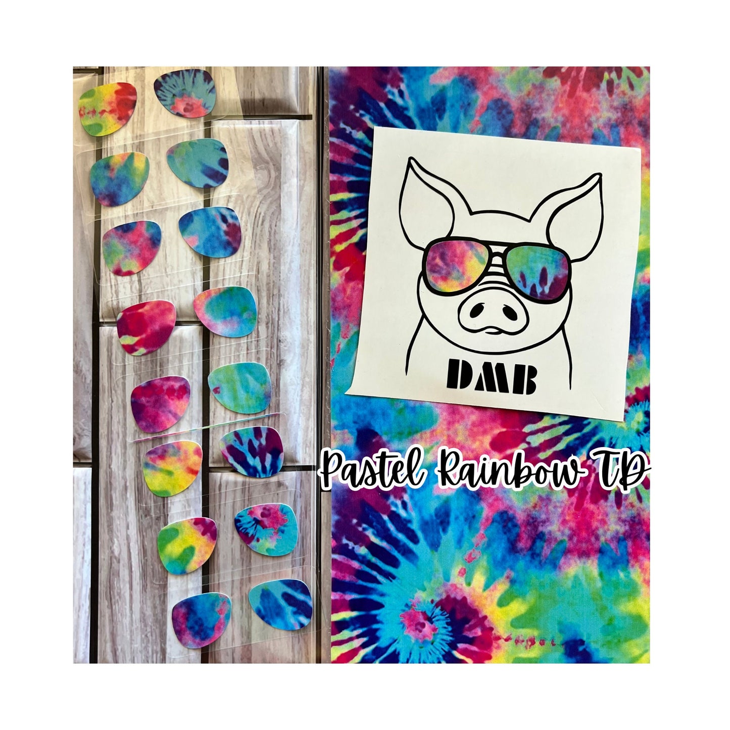 PIG Tie Dye Sunglasses Vinyl Decal Sticker Car Window Laptop Tumbler Cup Custom Colors 3.5" Custom Sizing