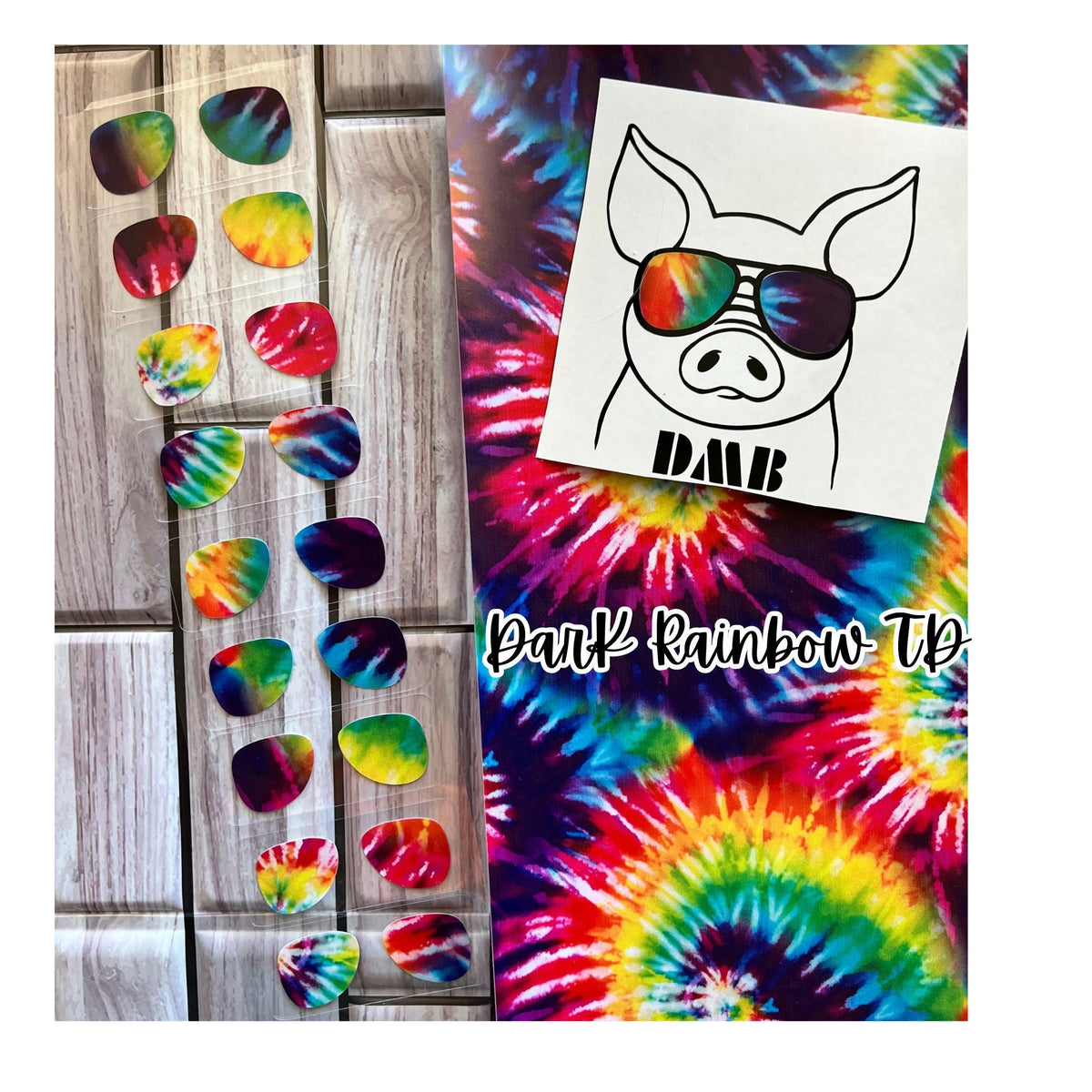 PIG Tie Dye Sunglasses Vinyl Decal Sticker Car Window Laptop Tumbler Cup Custom Colors 3.5" Custom Sizing