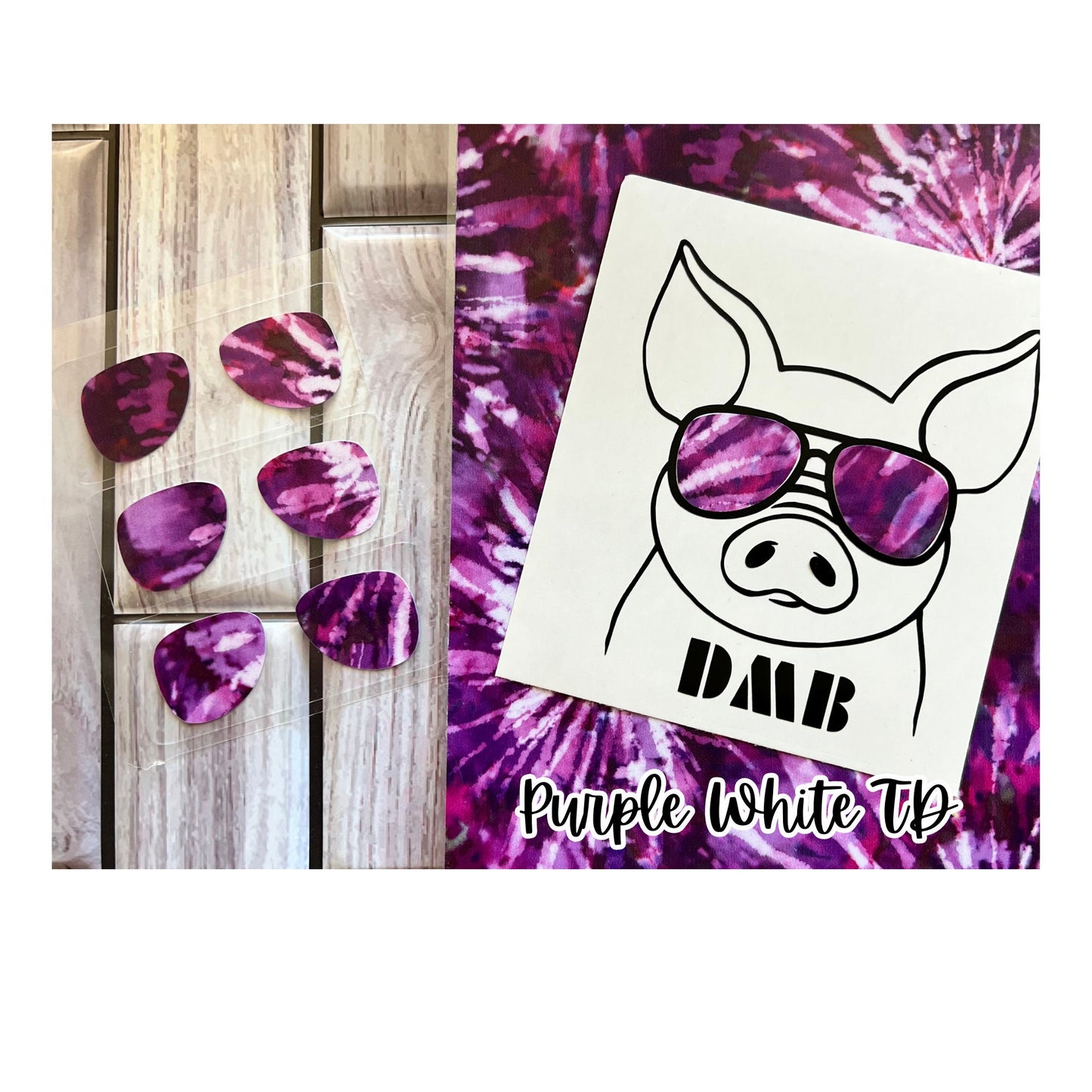 PIG Tie Dye Sunglasses Vinyl Decal Sticker Car Window Laptop Tumbler Cup Custom Colors 3.5" Custom Sizing