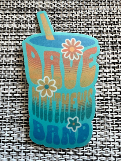 Dave Matthews Band Flowers Summer Cup WHITE TEAL BLACK Sticker Slap 3" Matte Finish