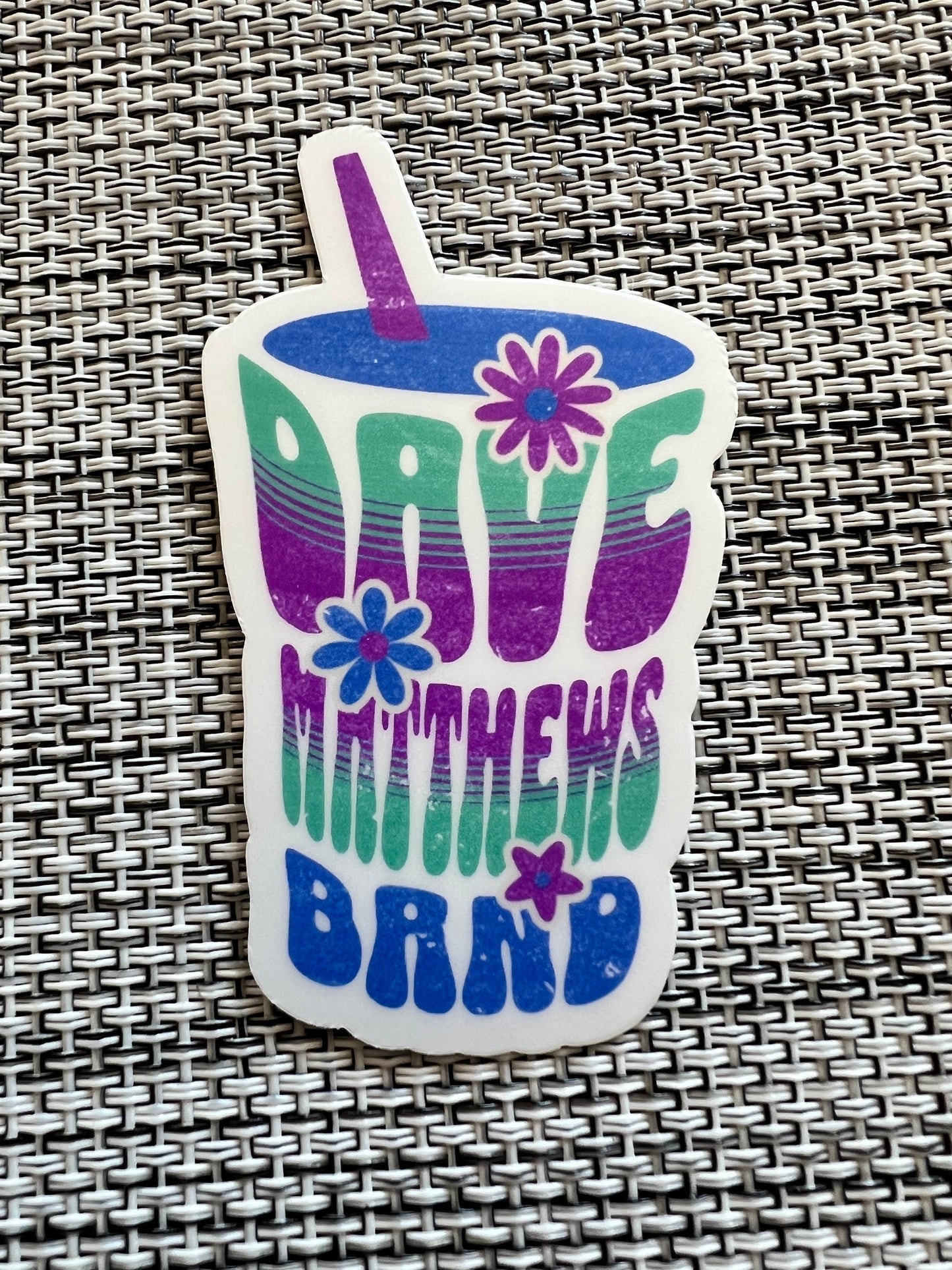 Dave Matthews Band Flowers Summer Cup WHITE TEAL BLACK Sticker Slap 3" Matte Finish