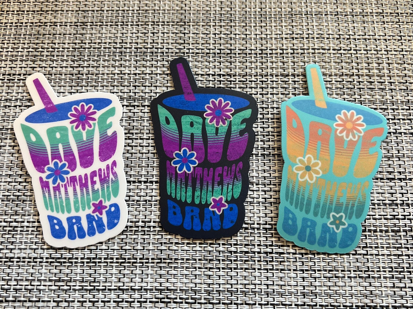 Dave Matthews Band Flowers Summer Cup WHITE TEAL BLACK Sticker Slap 3" Matte Finish