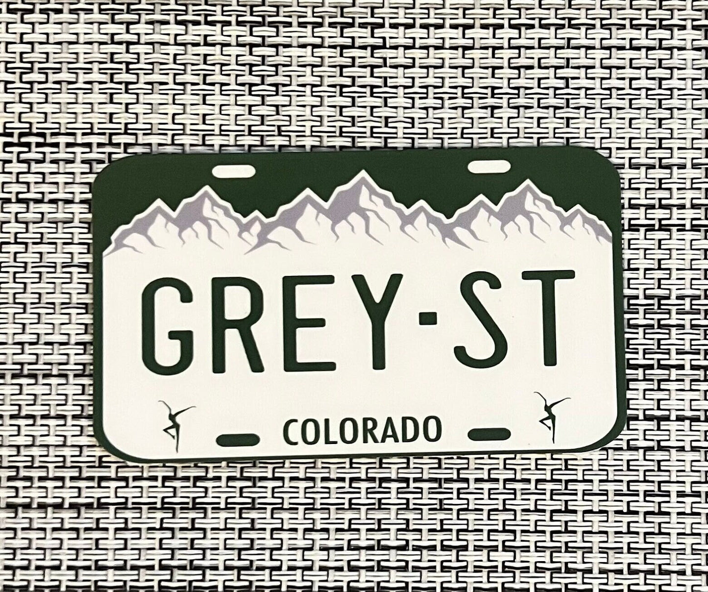 Grey Street Colorado License Plate White Green Sticker Slap 1.74" x 3" Matte Finish