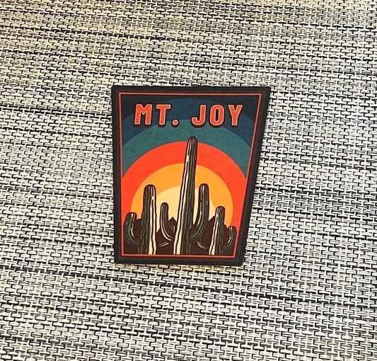 Mt. Joy Let the Desert Sun Decorate Time Cactus Orange Blood Retro Vinyl Sticker Slap 2.9" x 2.5" Matte Finish