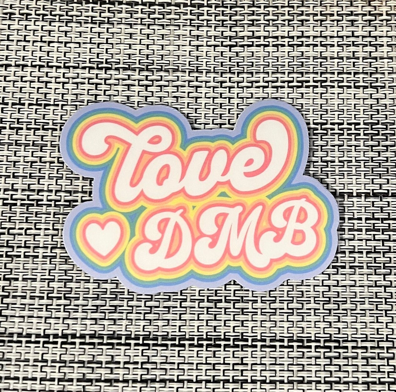 LOVE DMB Pastel Rainbow Heart Retro Sticker Slap 2.11" x 2.75" Matte Finish