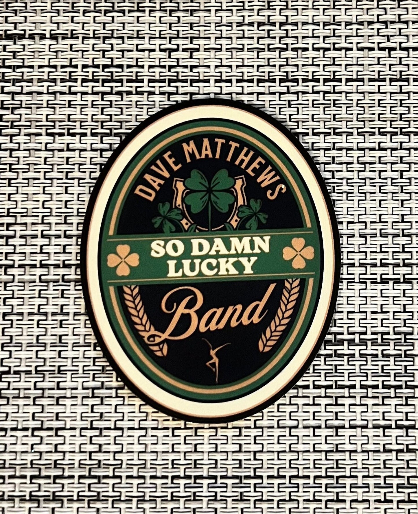 DMB So Damn Lucky Green Brown Black Lucky Shamrock Oval Sticker Slap 2.5" x 2" Matte Finish