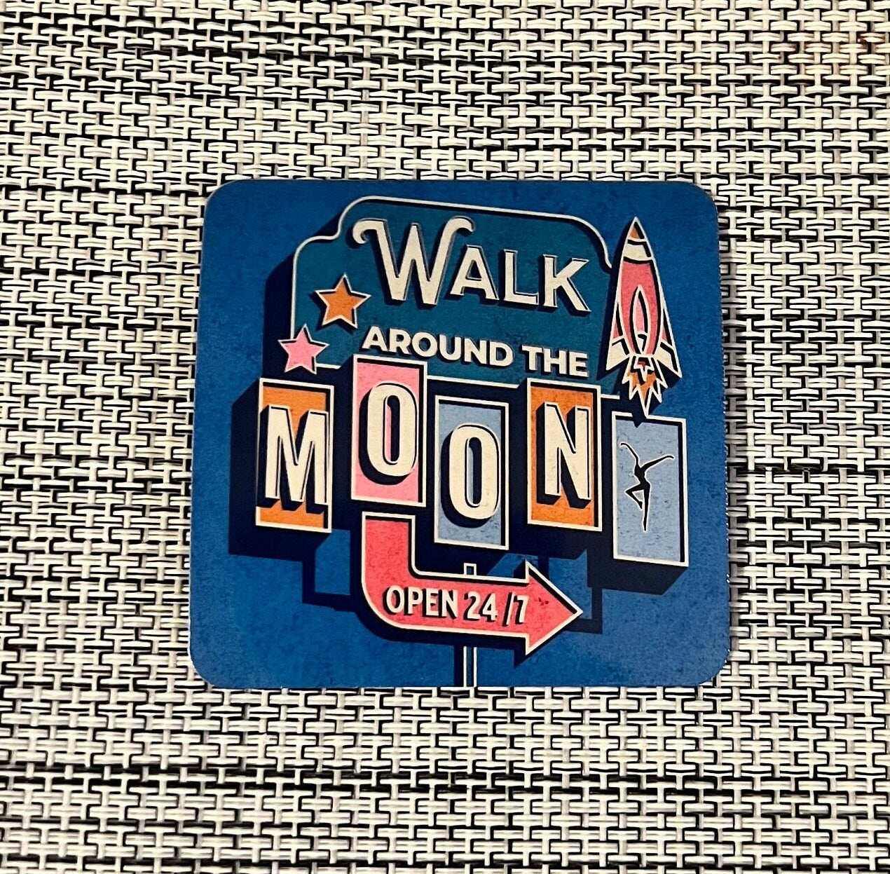 DMB Walk Around the Moon Blue Retro Sign Stars Sticker Slap 2.5" x 2.5" Glossy Finish