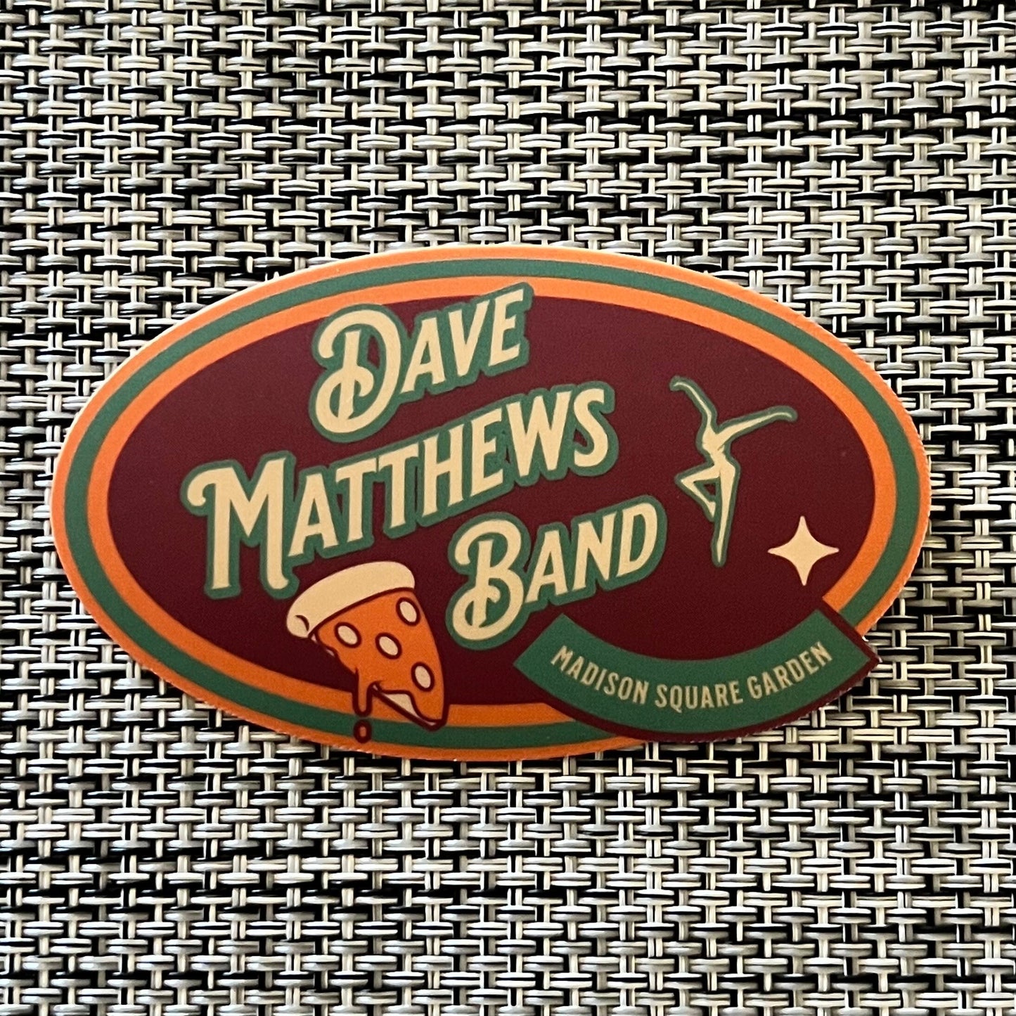 DMB Madison Square Garden MSG Yellow Green Burgundy Pizza Slice l Sticker Slap 2" x 3.3" Matte Finish