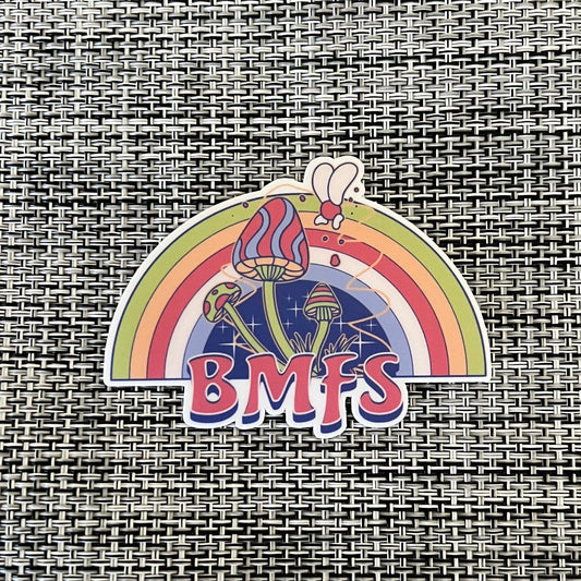 Billy Strings BMFS Mushrooms Rainbow Retro Sticker Slap Matte Finish 3" x 2.2"