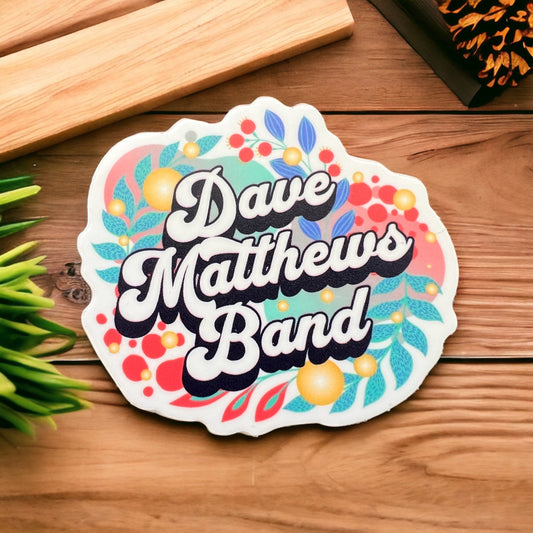 Dave Matthews Band Retro Leaves Teal Pink Blue Purple Yellow | Sticker Slap  2.5" x 2.5" Matte Finish