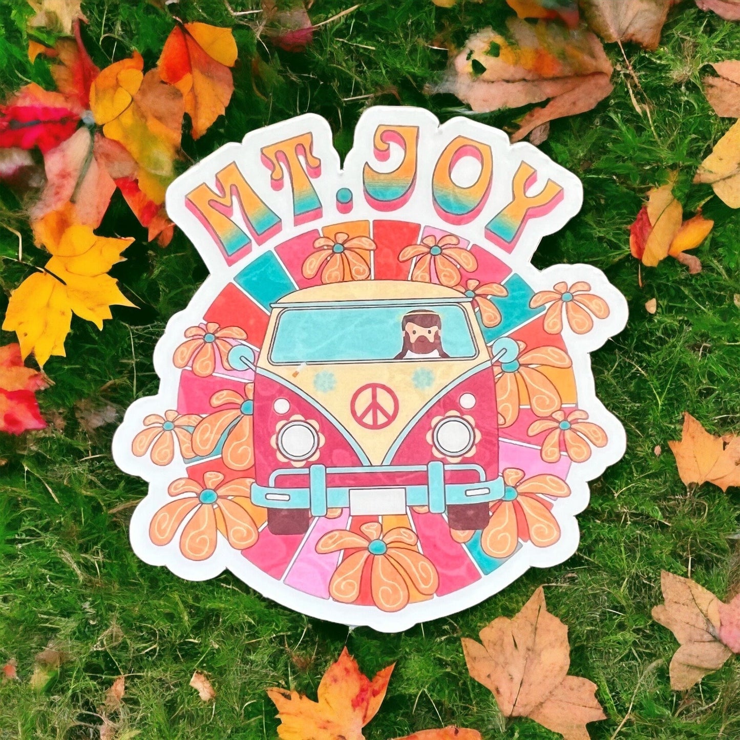 Mt. Joy Astrovan Retro Flowers Vinyl Sticker Slap Matte Finish 2.9" x 2.9"