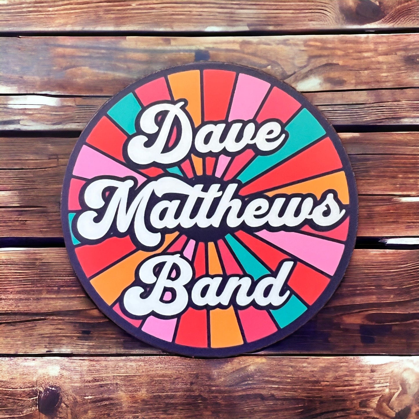 DMB Purple Pink Teal Orange Retro Circle Sticker Slap 2.75" x 2.75" Matte Finish