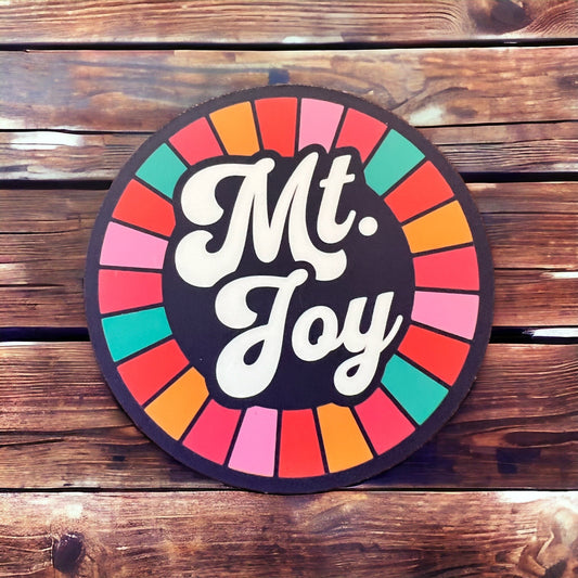 Mt. Joy Pink Orange Yellow Teal White Black Retro Circle Vinyl Sticker Slap Laptop Tumbler Cup Matte Finish 3.0" x 3.0"